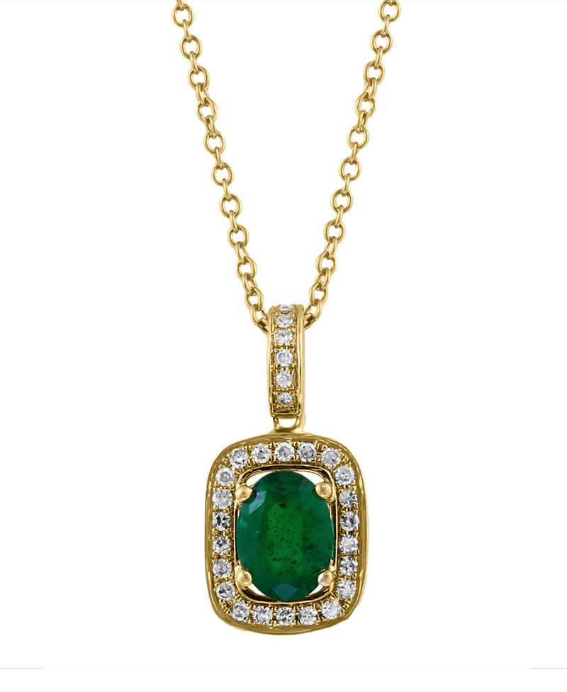 Effy 14K Yellow Gold Emerald & Diamond Pendant Necklace
