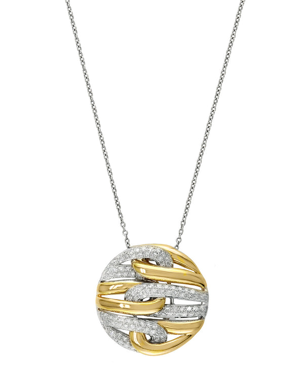 Effy 14K Two-Tone Gold & Diamond Circle Pendant Necklace