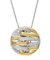 Effy 14K Two-Tone Gold & Diamond Circle Pendant Necklace