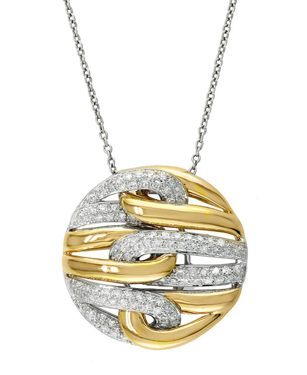 Effy 14K Two-Tone Gold & Diamond Circle Pendant Necklace