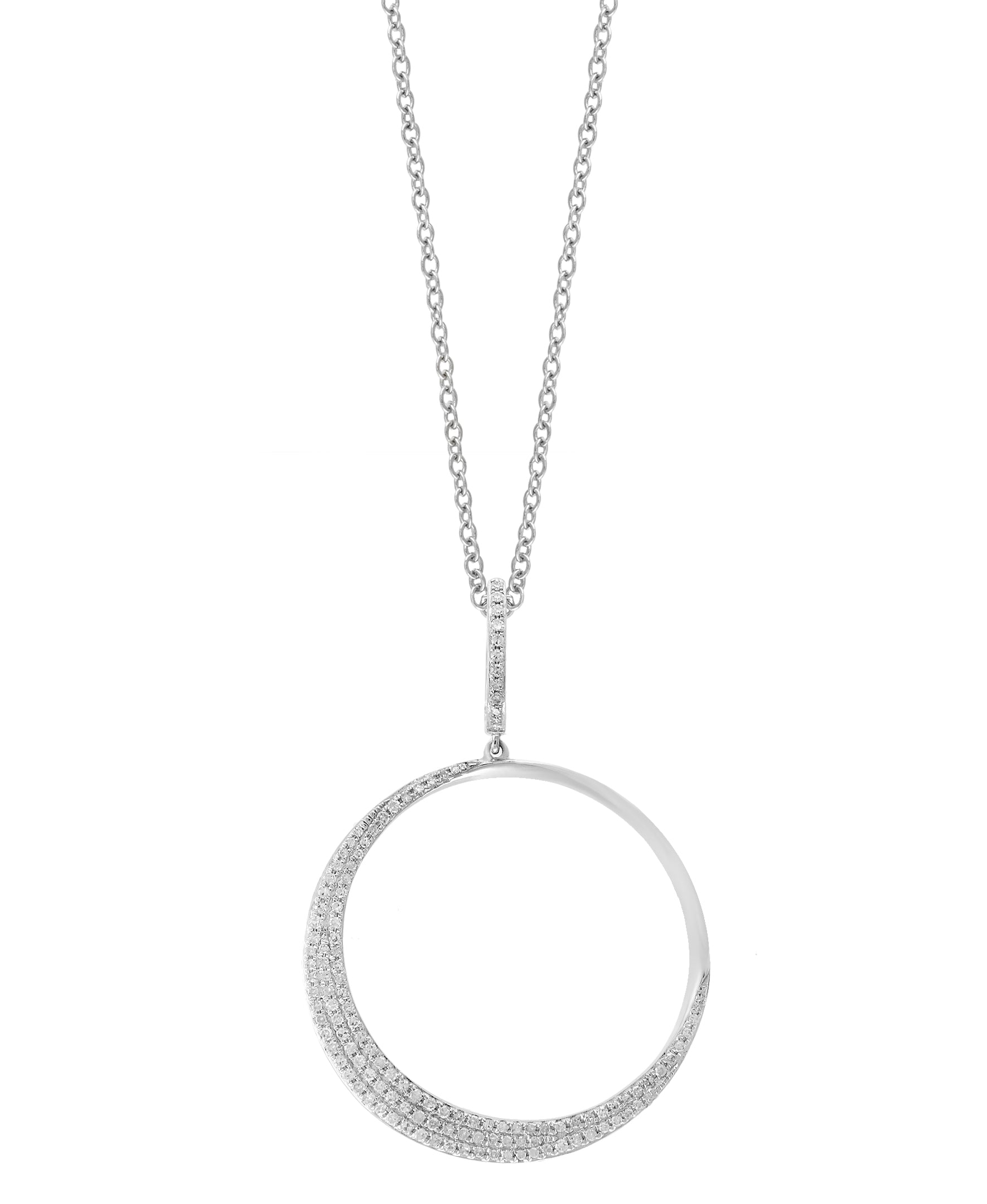 Effy 14K White Gold Diamond Circle Pendant Necklace