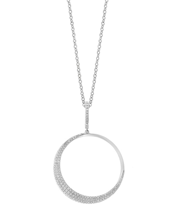 Effy 14K White Gold Diamond Circle Pendant Necklace
