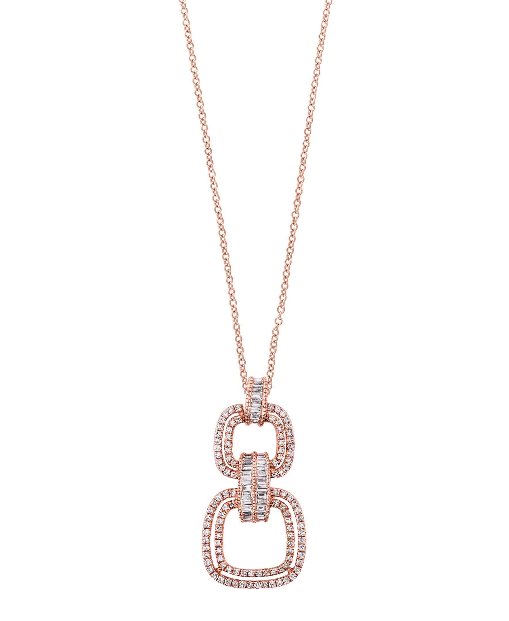 Effy 14K Rose Gold & Diamond Link Pendant Necklace