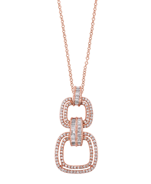 Effy 14K Rose Gold & Diamond Link Pendant Necklace