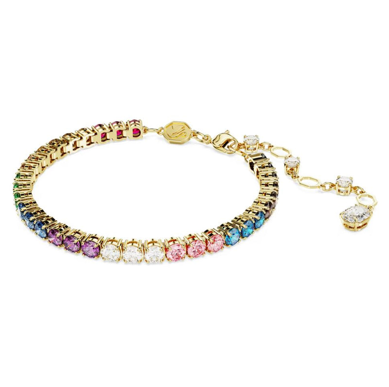 Swarovski Matrix Tennis Bracelet - Round Cut, Multicolored, Gold-Tone Plated