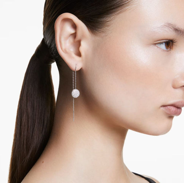 Swarovski Sublima Drop Earrings - White, Rhodium plated