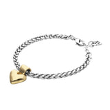 UNOde50 Two-Toned Thick Chain Heart Charm Bracelet - Medium