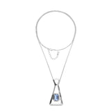 UNOde50 Sterling Silver Blue Faceted Crystal Long Pendant Necklace