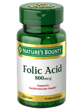 NATURE'S BOUNTY Folic Acid Tablets 800 mcg - 250 Count