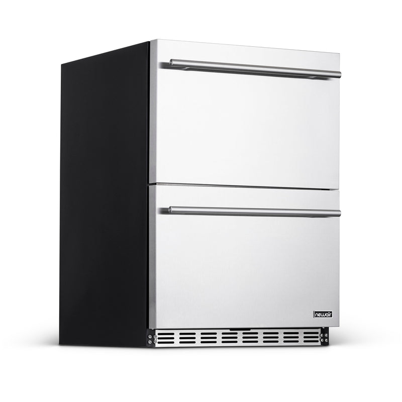 NewAir 24” Built-in 20 Bottle and 80 Can Dual Drawer Outdoor Wine and Beverage Fridge