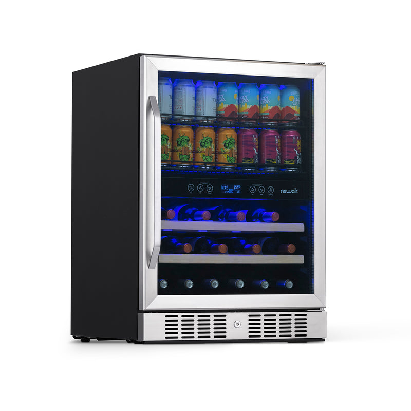 NewAir 24” Built-in Dual Zone 20 Bottle and 70 Can Wine and Beverage Fridge