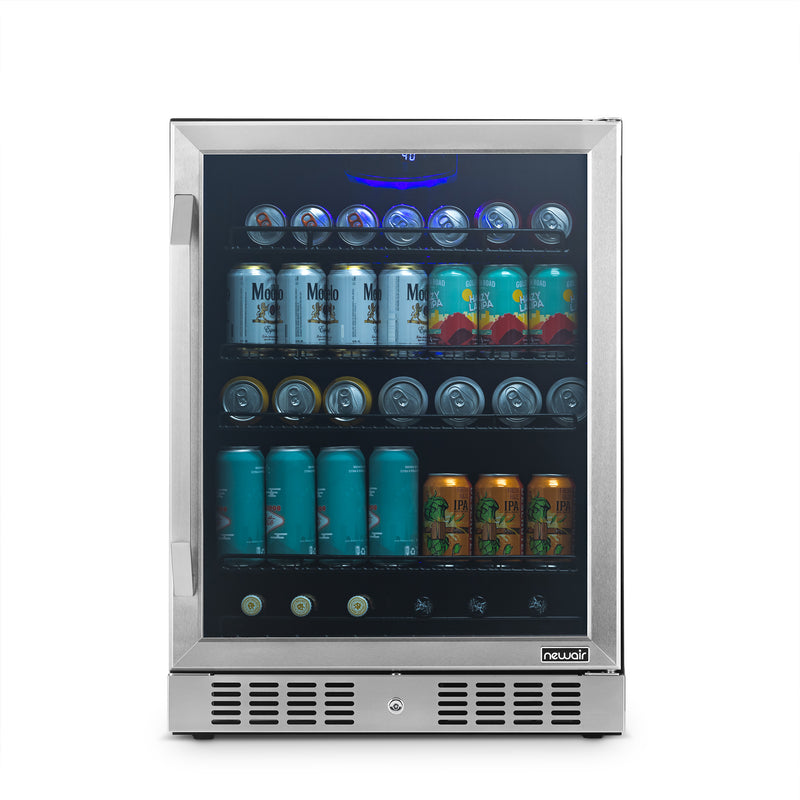 Newair 24” Built-in 177 Can Beverage Fridge in Stainless Steel
