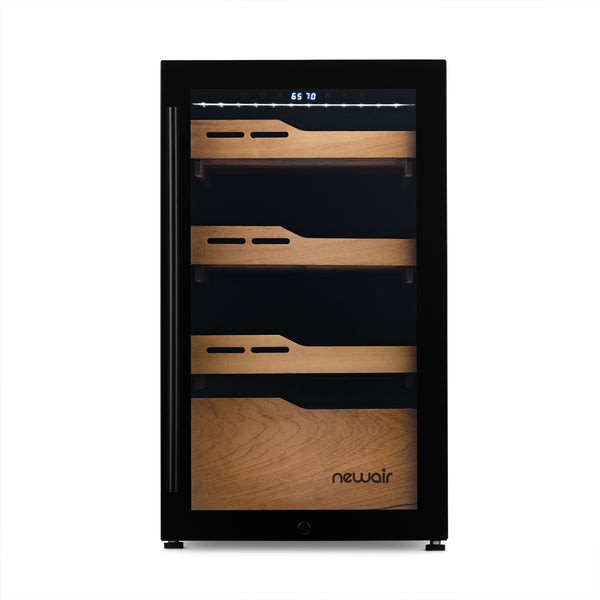 NewAir 840 Count Electric Cigar Humidor, Built-in Humidification System with Opti-Temp Heating and Cooling Function, Precision Temperature, LED Lighting, and Peek-In Spanish Cedar Drawers