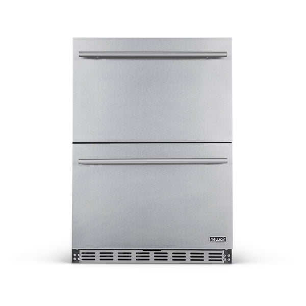 NewAir 24” Built-in 20 Bottle and 80 Can Dual Drawer Outdoor Wine and Beverage Fridge