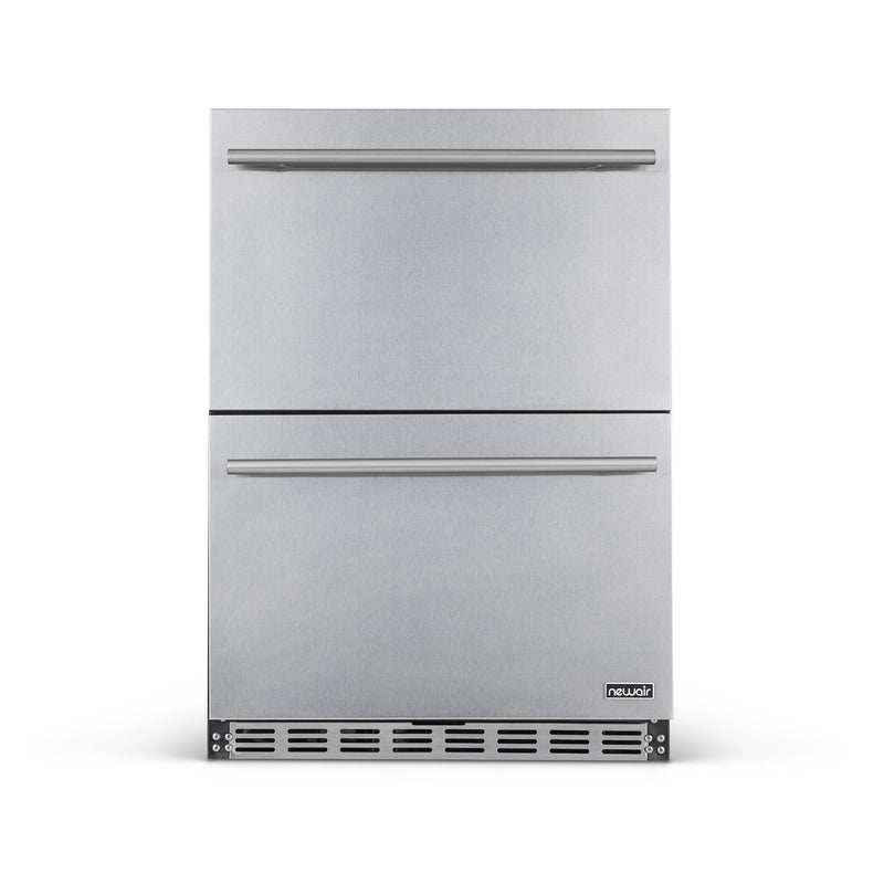 NewAir 24” Built-in 20 Bottle and 80 Can Dual Drawer Outdoor Wine and Beverage Fridge