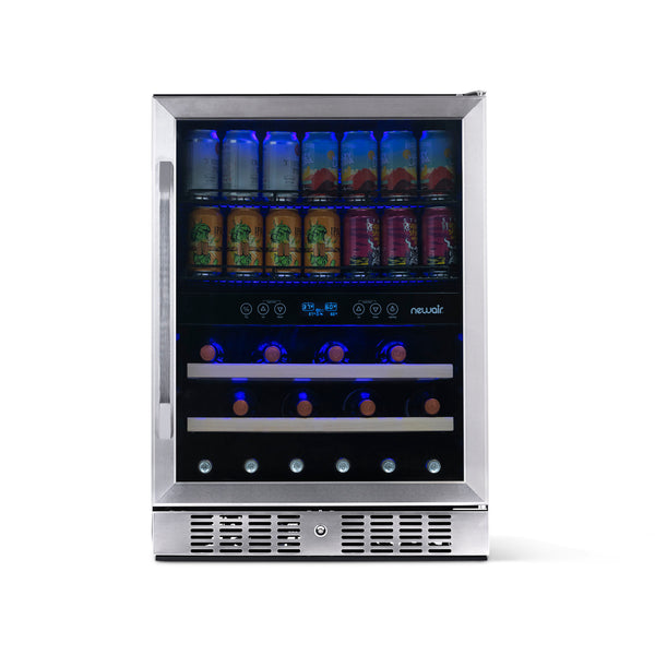 NewAir 24” Built-in Dual Zone 20 Bottle and 70 Can Wine and Beverage Fridge