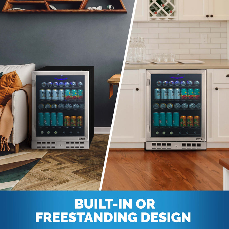 Newair 24” Built-in 177 Can Beverage Fridge in Stainless Steel