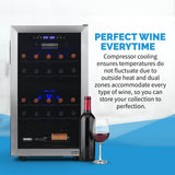 NewAir 28 Bottle Dual Zone Freestanding Wine Cooler