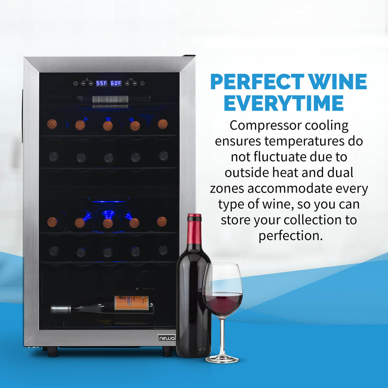 NewAir 28 Bottle Dual Zone Freestanding Wine Cooler