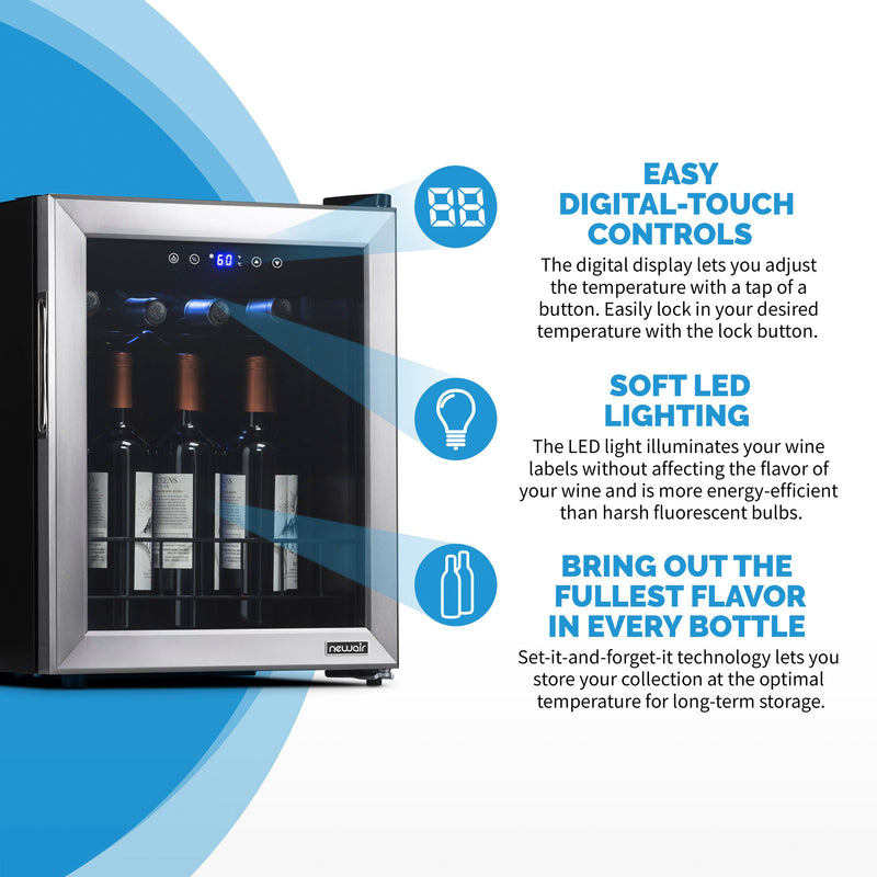 NewAir 16 Bottle Single Zone Freestanding Wine Cooler