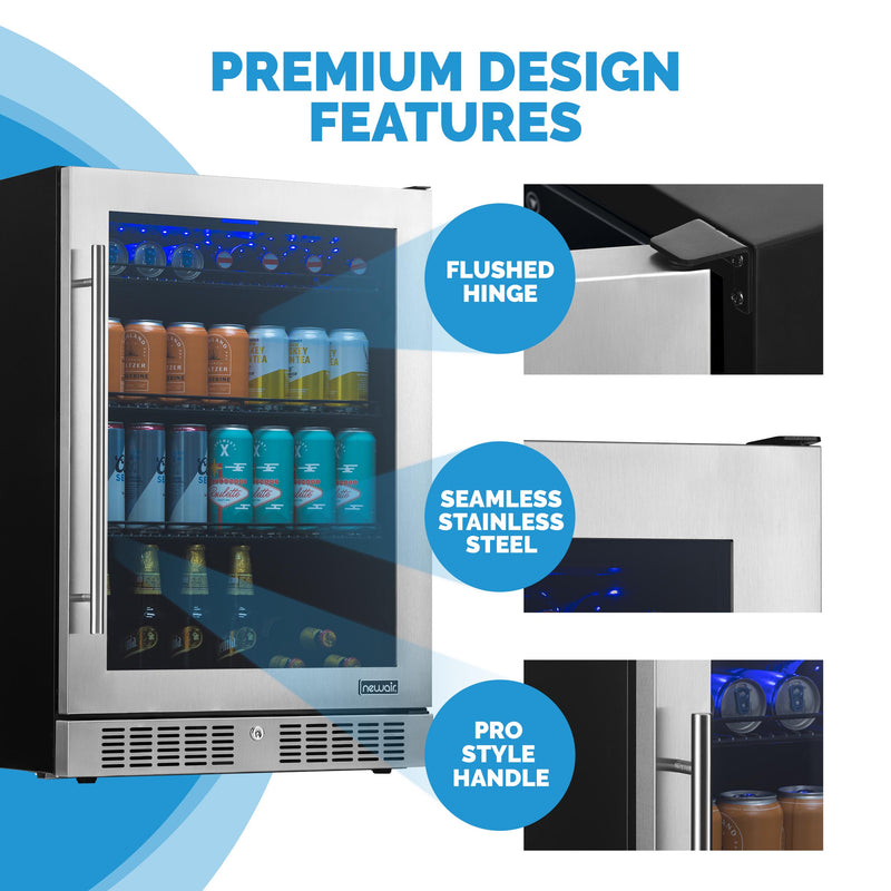 NewAir 224 Can Premium Built-in Beverage Fridge with Color Changing Lights