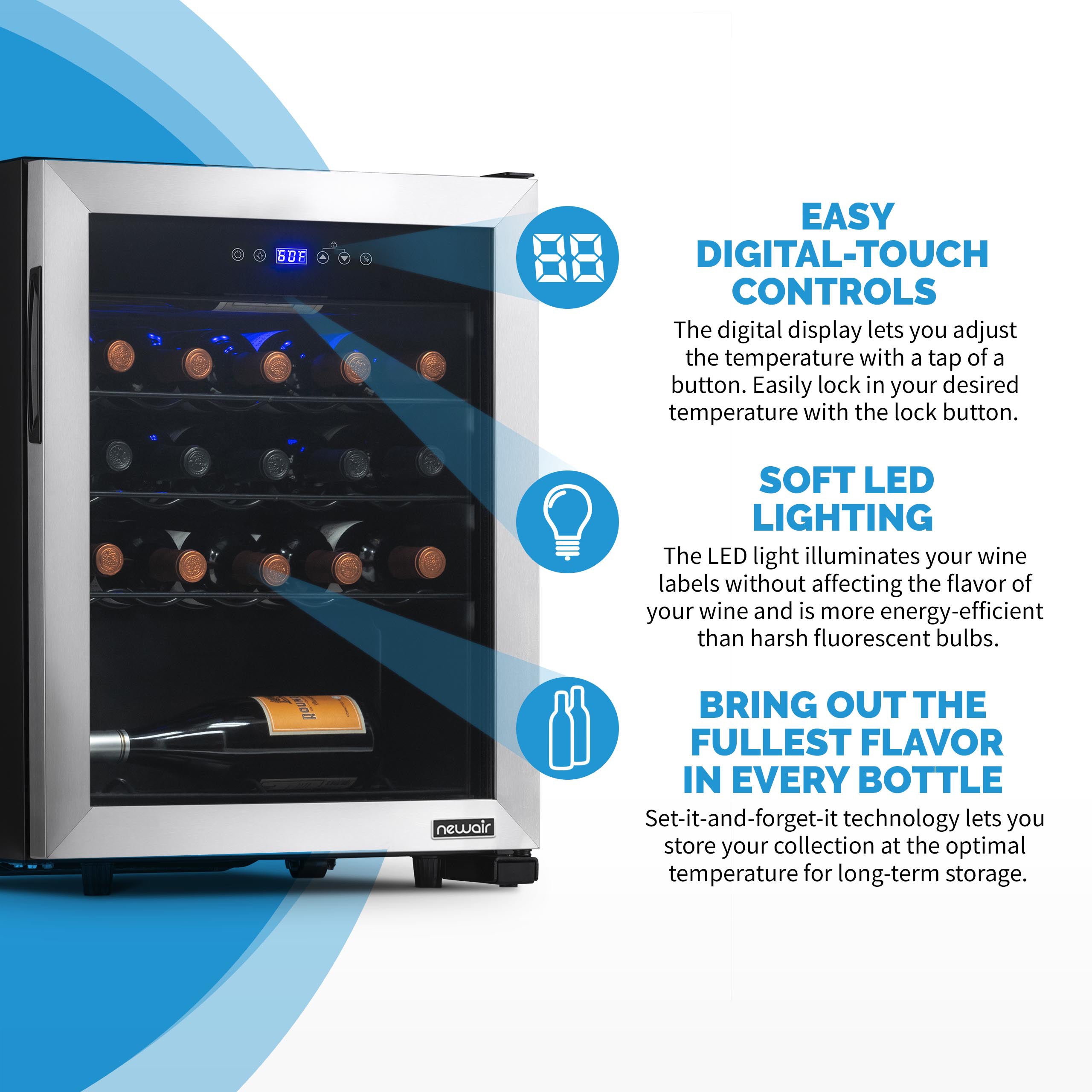 NewAir 23 Bottle Single Zone Freestanding Wine Cooler