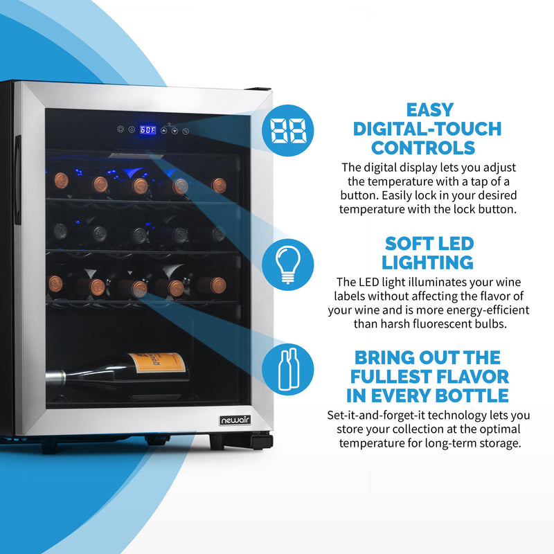 NewAir 23 Bottle Single Zone Freestanding Wine Cooler