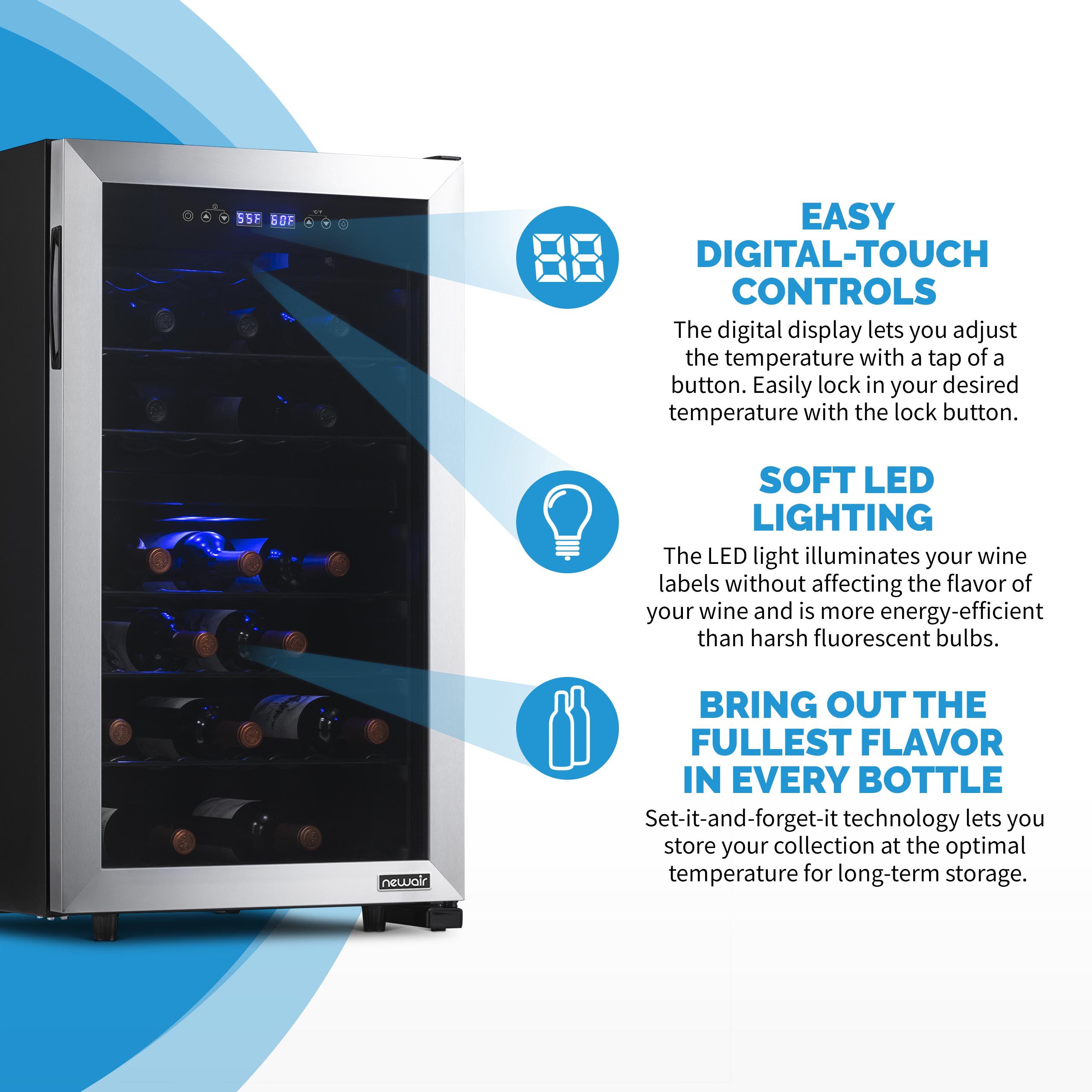 NewAir 43 Bottle Dual Zone Freestanding Wine Cooler