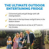 NewAir 24” Built-in 20 Bottle and 80 Can Dual Drawer Outdoor Wine and Beverage Fridge