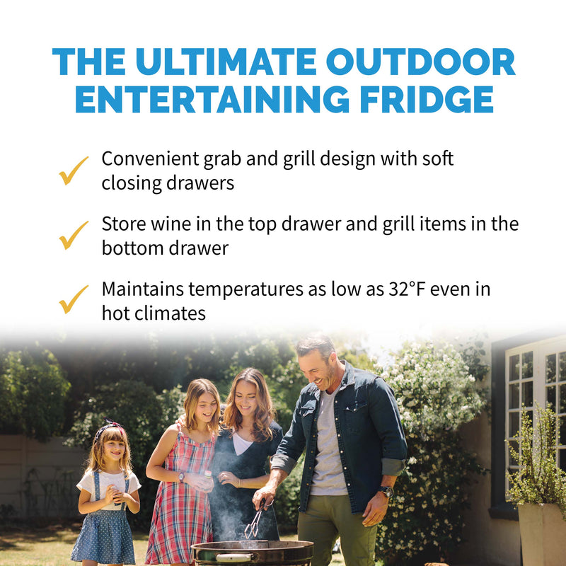 NewAir 24” Built-in 20 Bottle and 80 Can Dual Drawer Outdoor Wine and Beverage Fridge