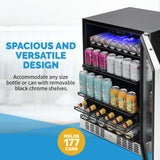 Newair 24” Built-in 177 Can Beverage Fridge in Stainless Steel