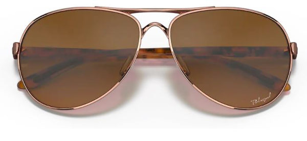 Oakley Womens Feedback Aviator Rose Gold Frame - Brown Gradient Lens - Polarized Sunglasses