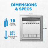 NewAir 16 Bottle Single Zone Freestanding Wine Cooler