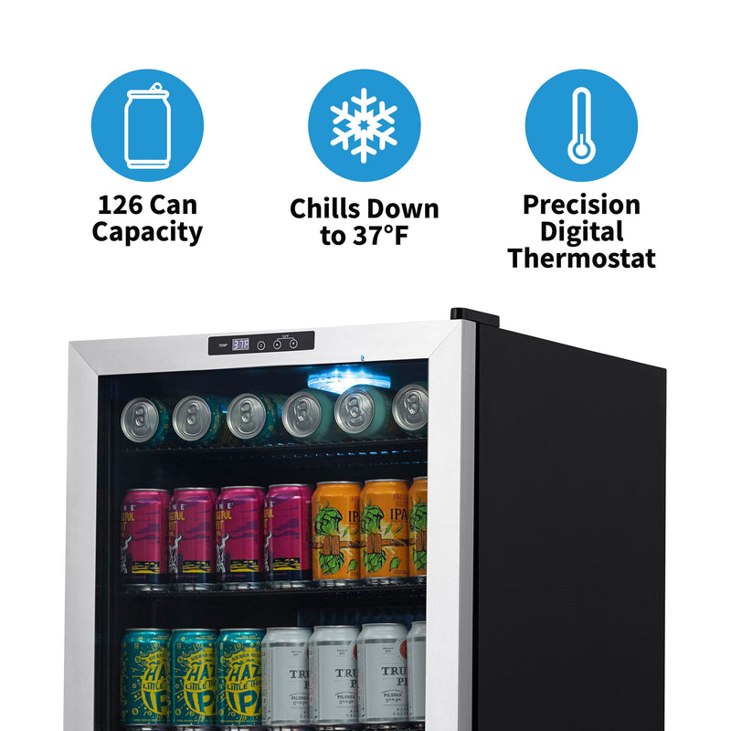 NewAir 160 Can Freestanding Beverage Fridge-SS with SplitShelf