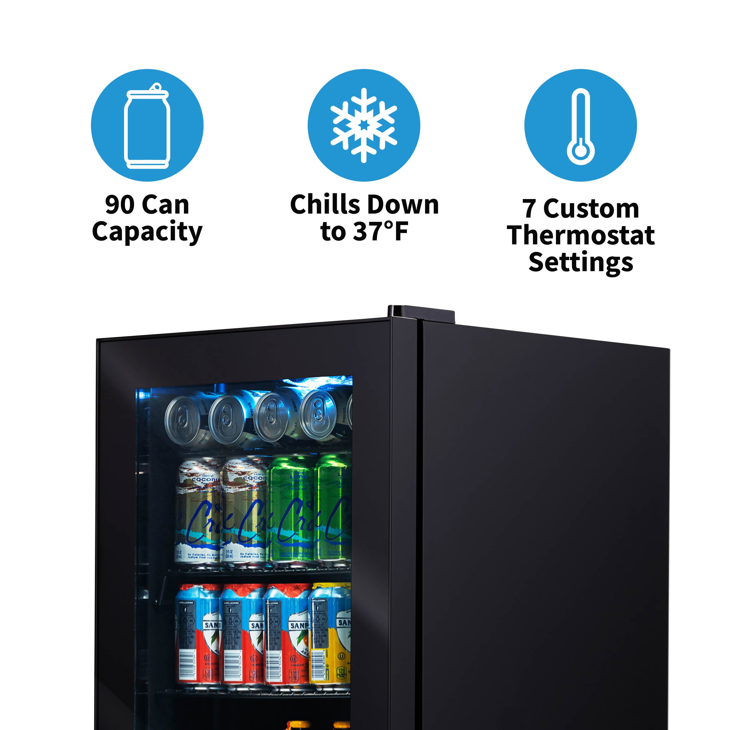 NewAir 90 Can Freestanding Beverage Fridge with Adjustable Shelves and Lock