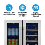 NewAir 20 Bottles/60 Cans Dual Zone Wine/Beverage Cooler