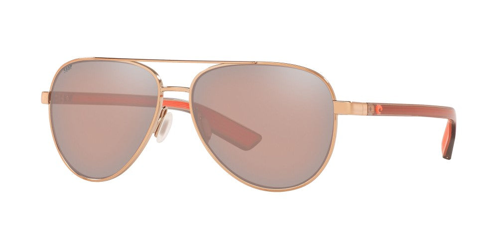 Costa Del Mar Peli 290 Shiny Rose Gold - Copper Silver Mirror 580 Plastic Lens - Non-Polarized Sunglasses