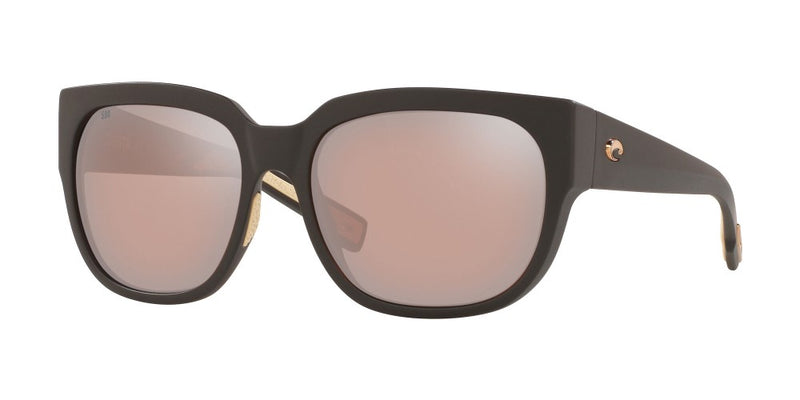 Costa Del Mar Womens WaterWoman 2 Matte Black Frames - Copper Silver Mirror Glass Lens - Polarized Sunglasses