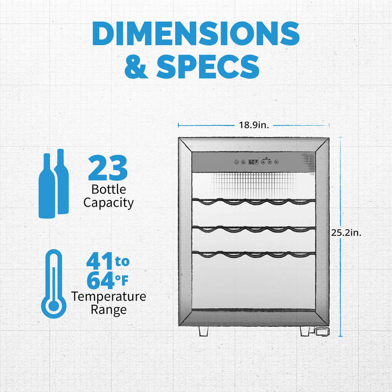 NewAir 23 Bottle Single Zone Freestanding Wine Cooler