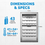 NewAir 43 Bottle Dual Zone Freestanding Wine Cooler