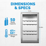 NewAir 50 Bottle Single Zone Freestanding Wine Cooler