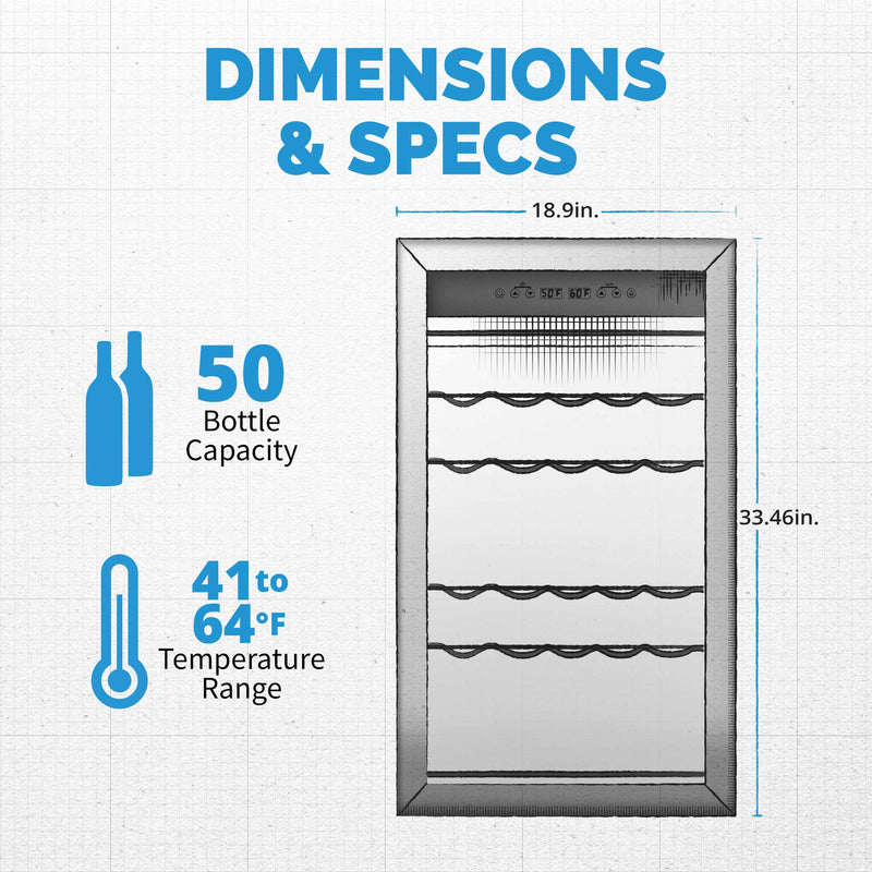 NewAir 50 Bottle Single Zone Freestanding Wine Cooler