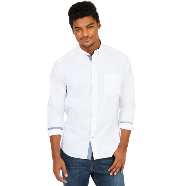 Nautica Mens Classic Fit Soft Wash Poplin Long Sleeve Button Down Shirt