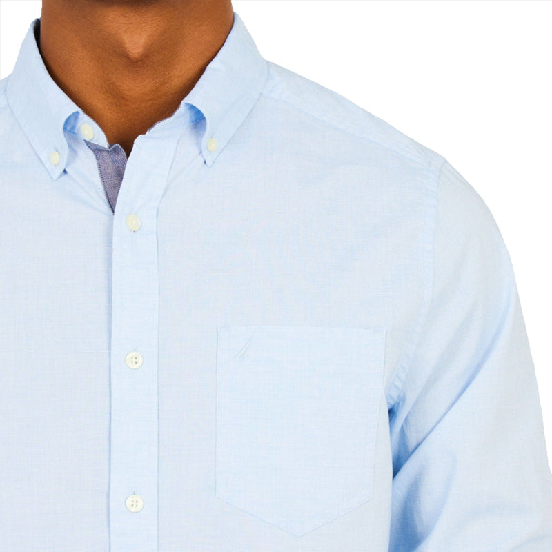 Nautica Mens Classic Fit Soft Wash Poplin Long Sleeve Button Down Shirt