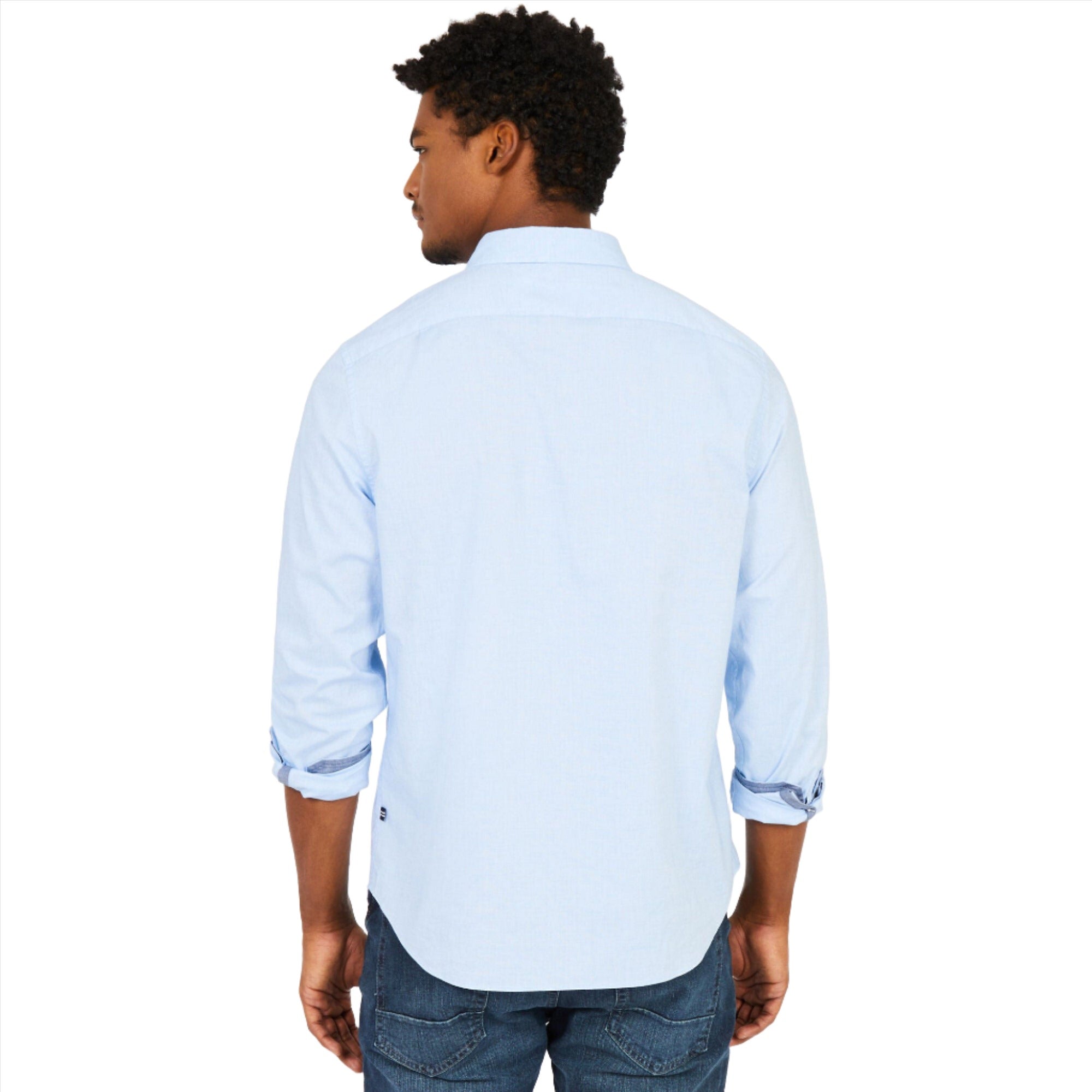 Nautica Mens Classic Fit Soft Wash Poplin Long Sleeve Button Down Shirt