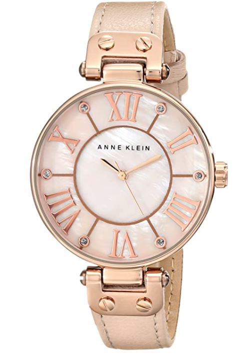 Anne Klein Womens Rose Gold Tone Watch - Leather Band