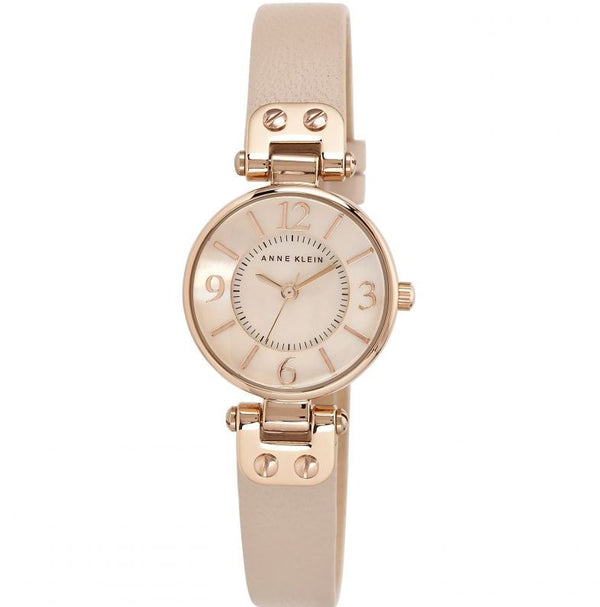 Anne Klein Womens Rose Gold Tone Watch - Pink Leather Strap