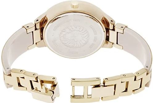 Anne Klein Womens Crystal Accented Watch - Cream Bangel Bracelet