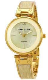 Anne Klein Womens Mother of Pearl Watch - Gold Tone Bracelet