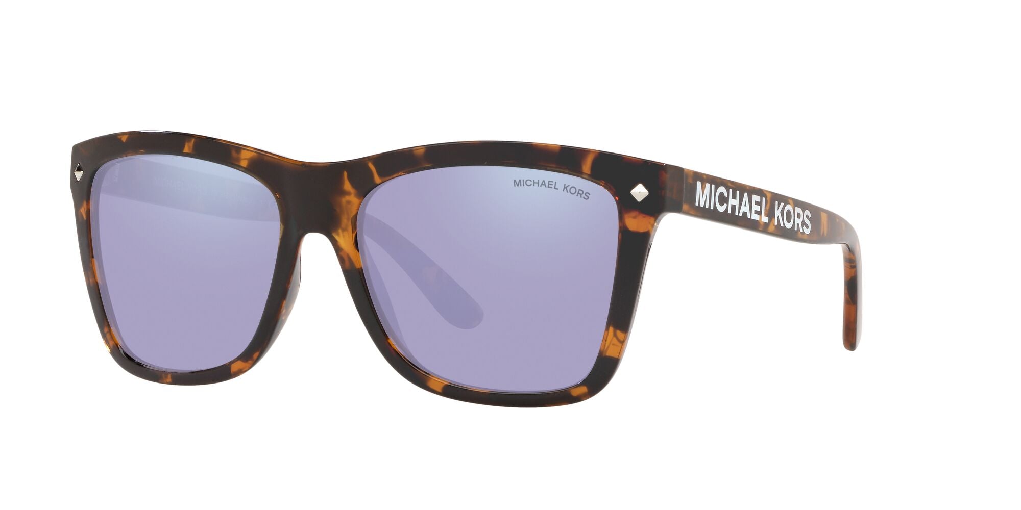 Michael Kors Womens Montauk Dark Tortoise/Lilac Mirror Non-Polarized Sunglasses